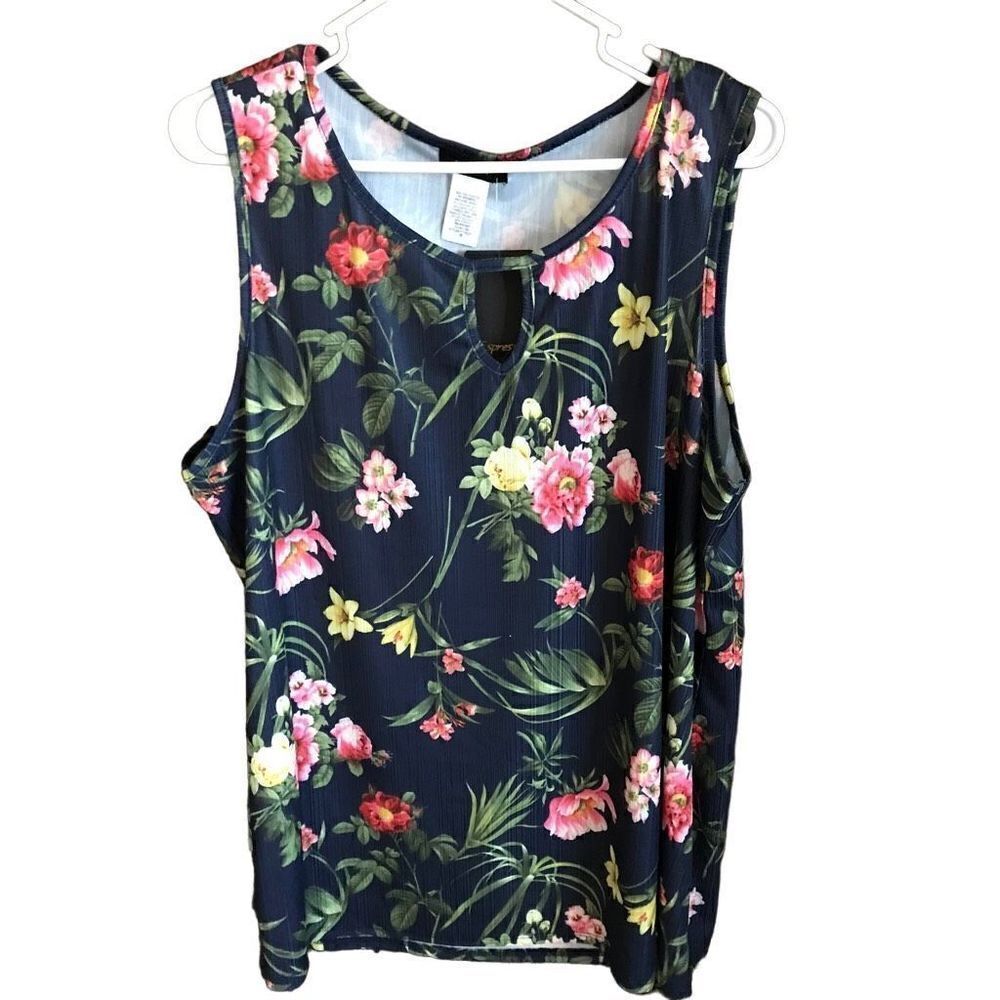 Espresso Los Angeles SZ 1X multicolor plus size top Floral blue  New tags